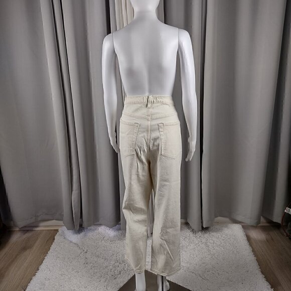 Abercrombie & Fitch The Ankle Straight Ultra High Rise Cotton White Jeans Sz 35 - Picture 4 of 11